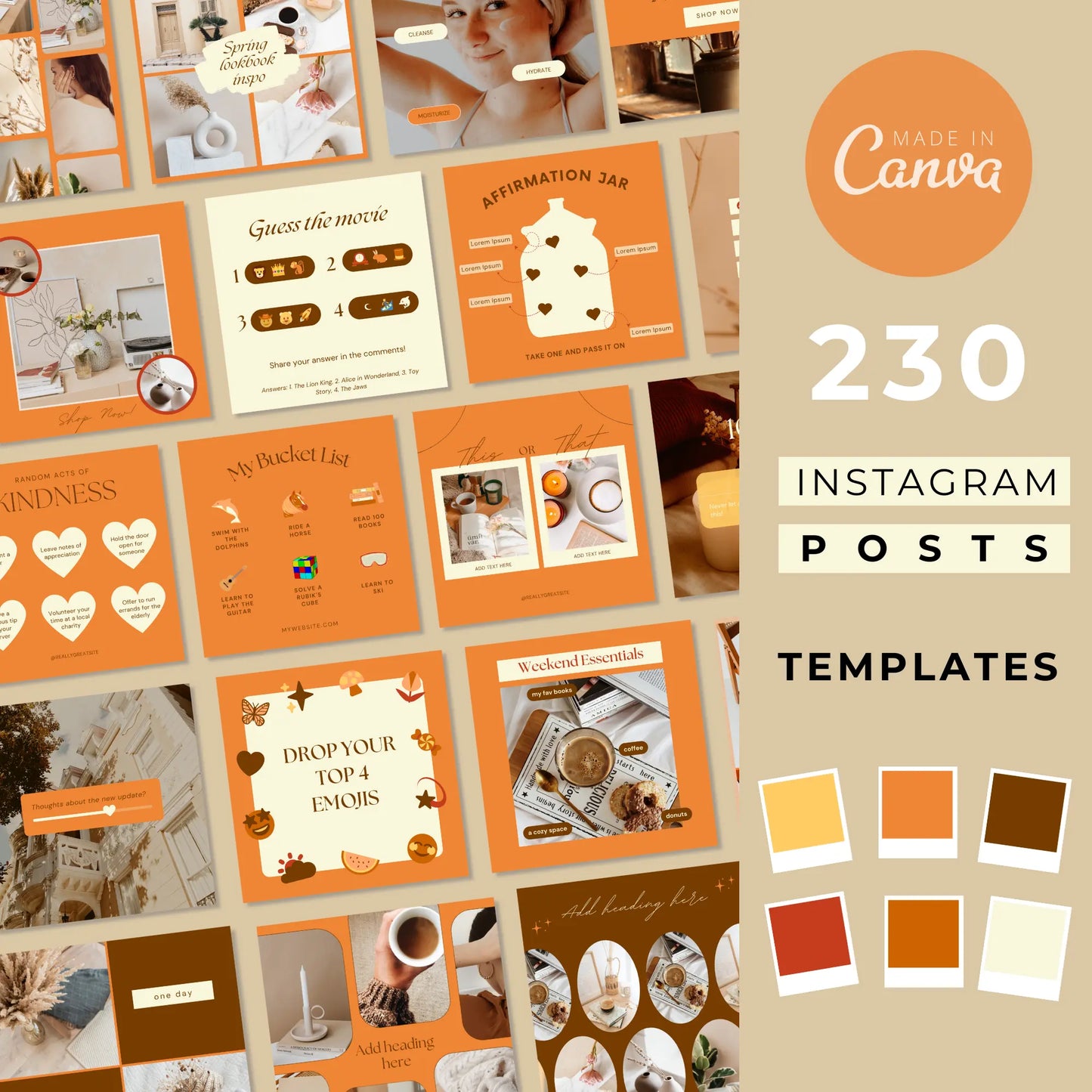 230 Boho Canva Templates For Instagram