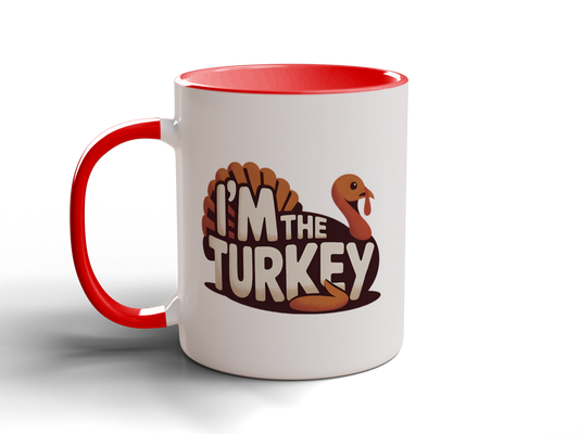 GIFT IDEA ~ I'm the turkey 11 oz mug RED + I love stuffing the turkey 11 oz mug DARK BLUE
